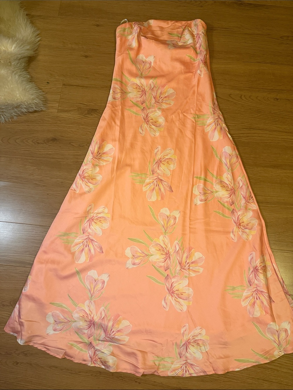 Sunset Floral Maxi Slip Dress - Peach